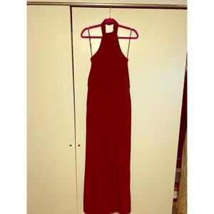 Lulus “MOMENT FOR LIFE WINE RED HALTER JUMPSUIT”